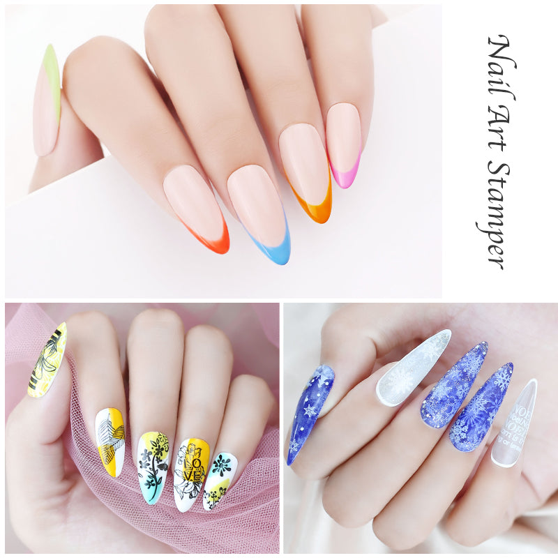 nail art created with jelly silicone nail stamper